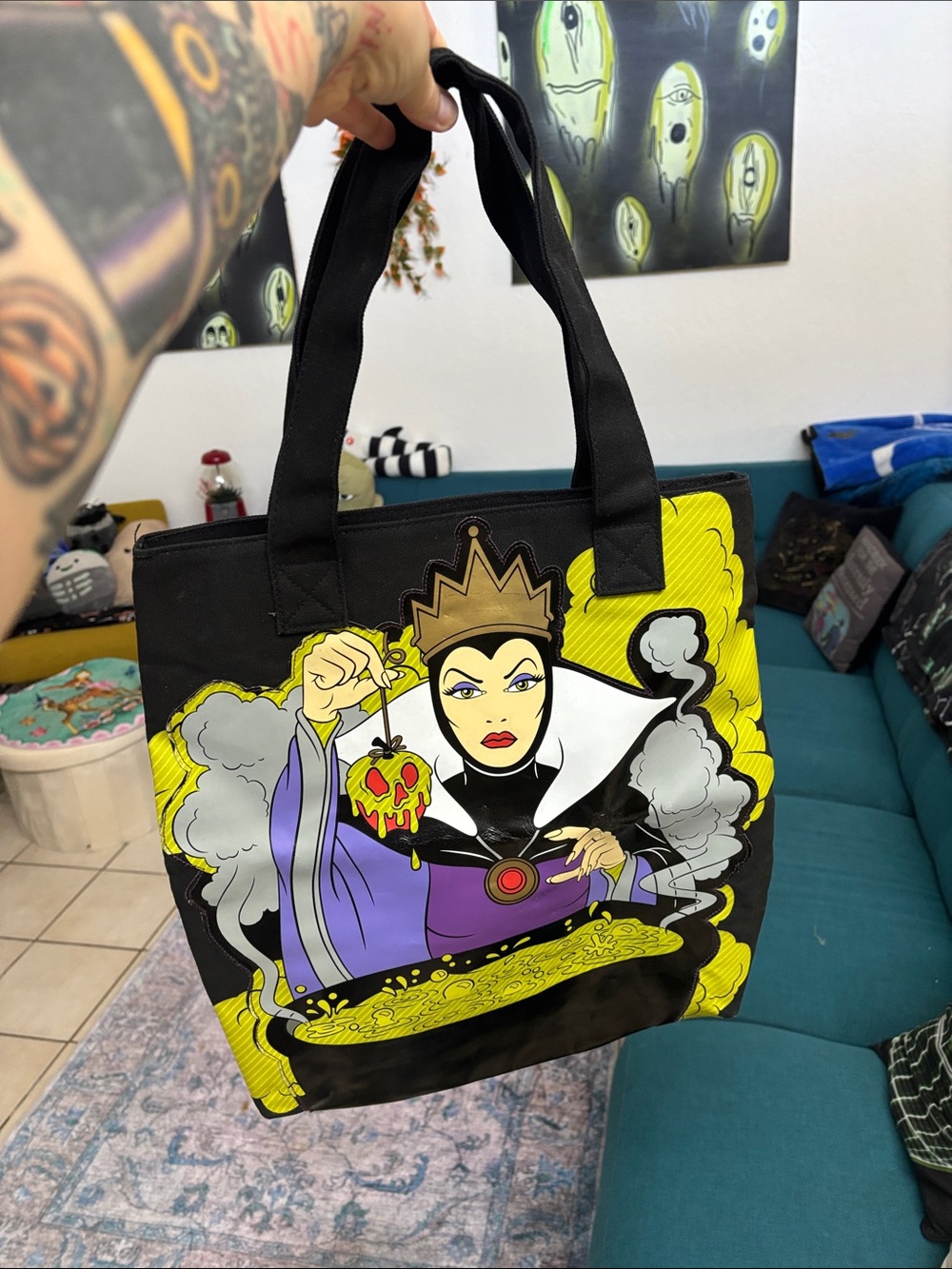 Disney Black, Yellow & Purple Queen Villain Tote Bag